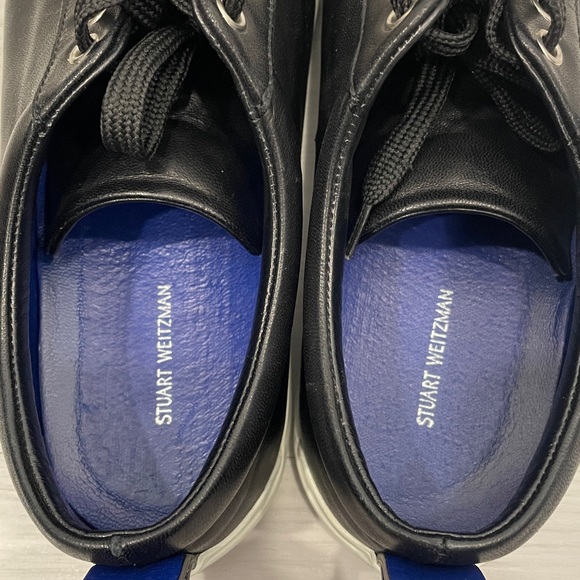 Stuart Weitzman Galaxy Aoki Black Leather Sneakers Size 8 - Picture 7 of 16
